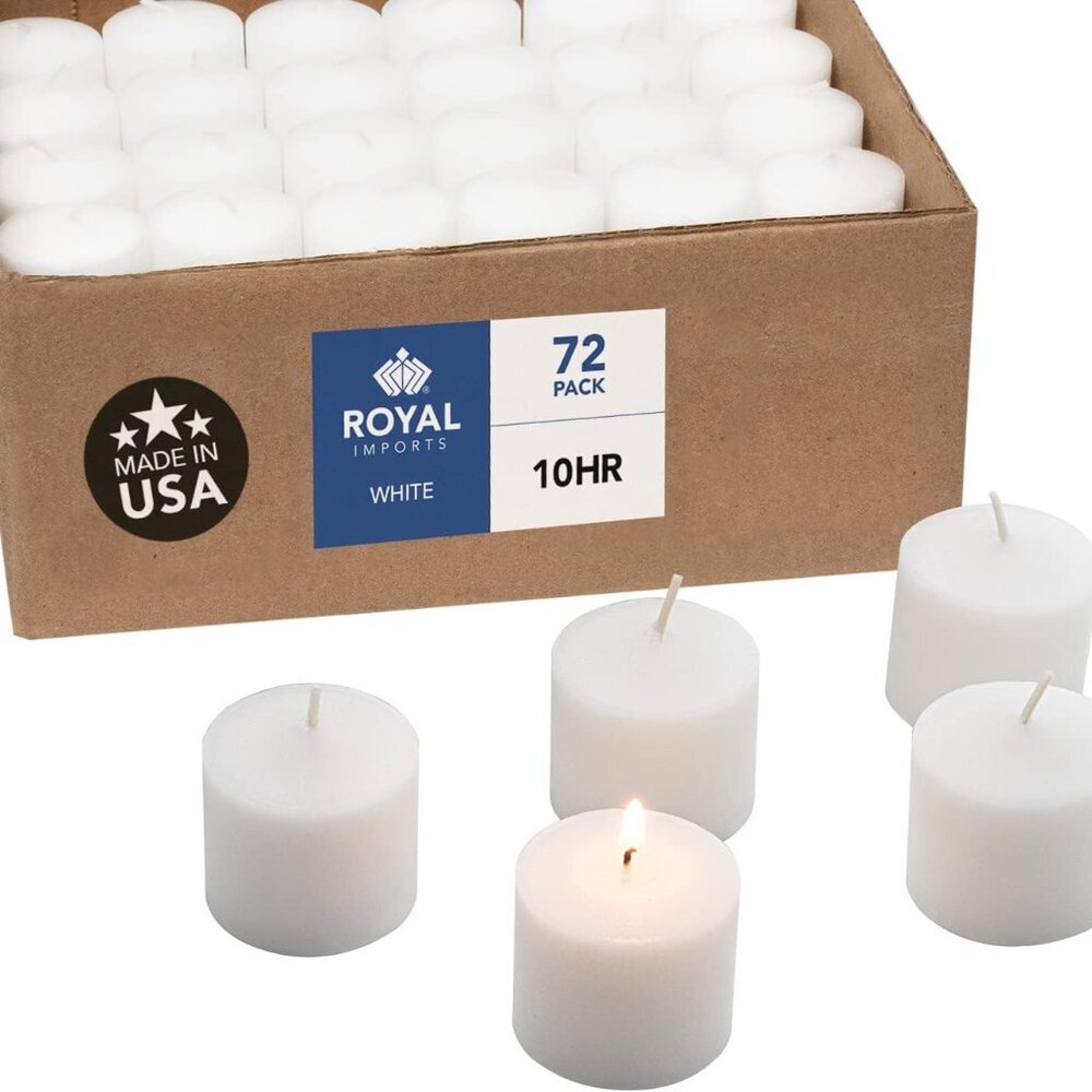 Votive Candle, Unscented White Wax, Box of 72, for Wedding, Birthday, Party, Spa
